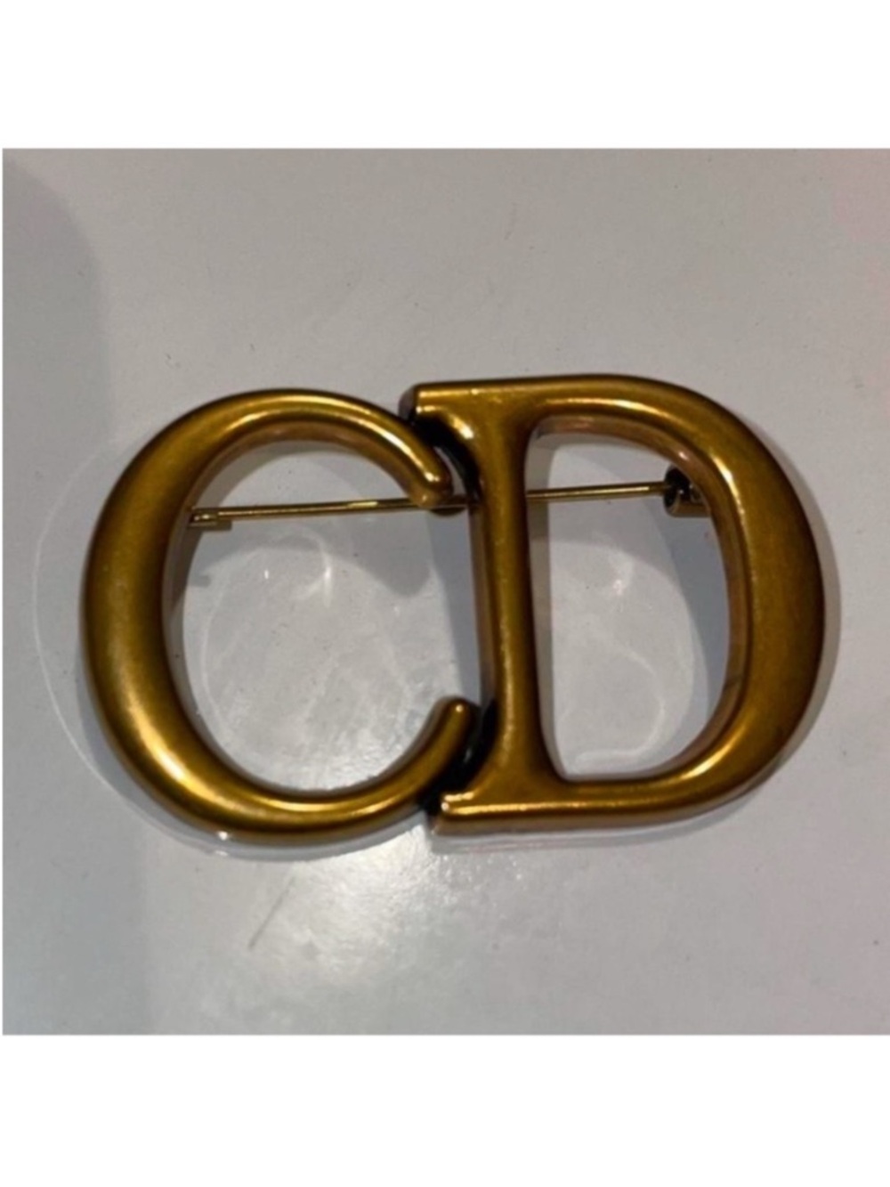 Dior Gold-Tone Logo Pin with Textured Finish